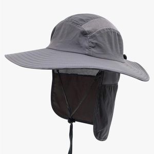 NEW Mens UPF 50+ Sun Protection Cap Wide Brim Fishing Hat with Neck Flap